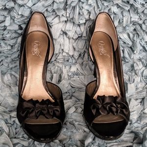 Carlos Santana Pretty Black Open Toe Heels